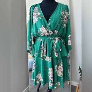 Classy floral wrap tiered dress